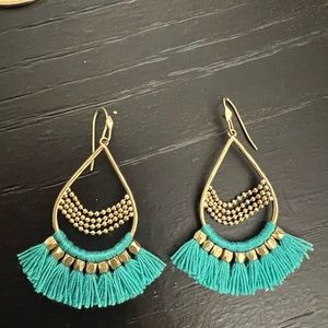 Stella and Dot Roman teal chandelier earrings